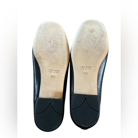 Italic Italian Leather Ballet Flats Black Square Toe Minimalist Bow EU 39.5 - Picture 4 of 7